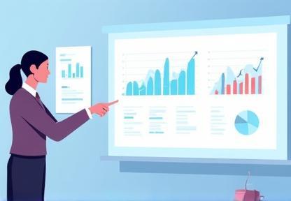 Image representing presentation skills training with charts and visuals.